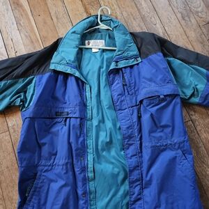 Vintage 90s Columbia Gizzmo Jacket Mens Large Teal Colorblock Ski Shell Grunge